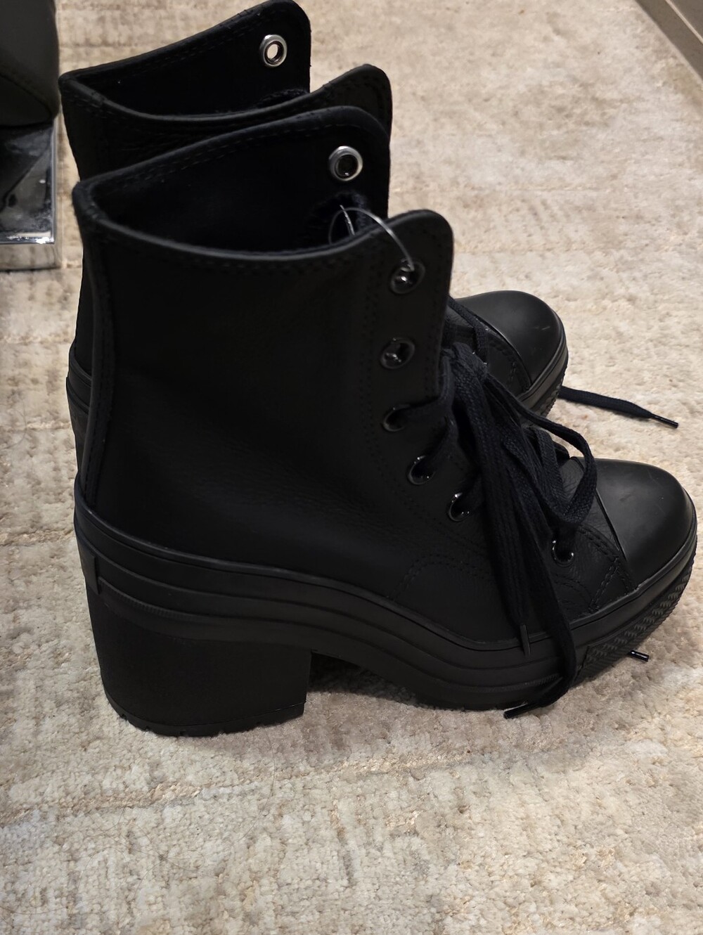 Converse Chuck 70 De Luxe Heel Leather High Boots Black Shoes Platform - Picture 10 of 10